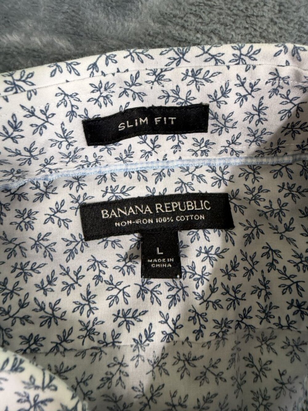 Banana Republic Mens Slim Fit Long Sleeve Floral Print Shirt L Non-Iron - Picture 5 of 8